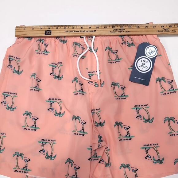 Life is Good Jake Golf Swim Trunks Mens Size L Peachy Pink Multi UPF 50+ NEW NWT - Picture 9 of 13